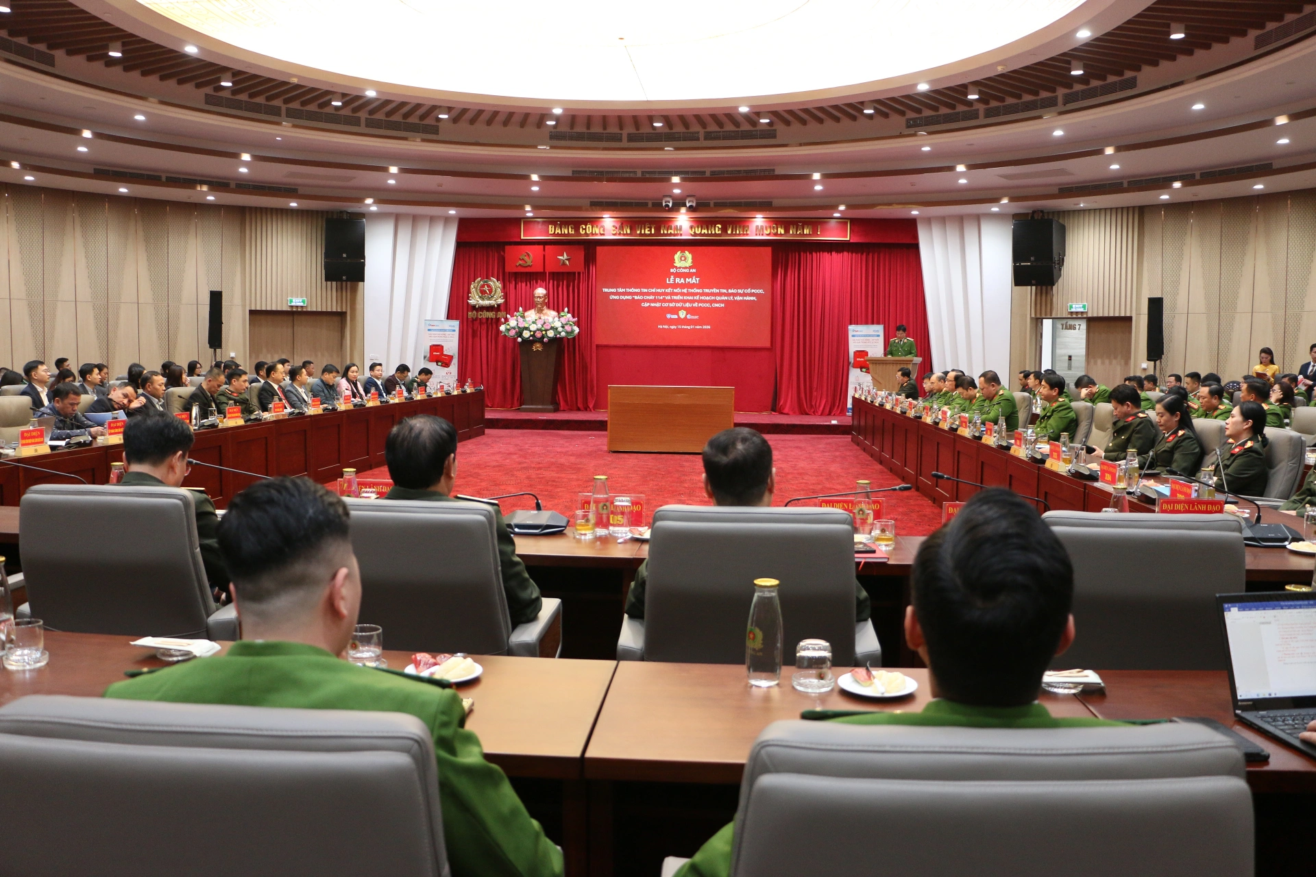 Toàn cảnh Lễ ra mắt Trung tâm Thông tin chỉ huy kết nối hệ thống truyền tin, báo sự cố PCCC