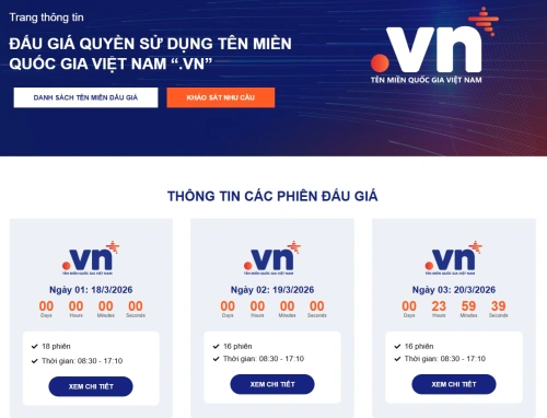 Chính thức đấu giá tên miền cấp 2 có 2 ký tự dưới “.vn”