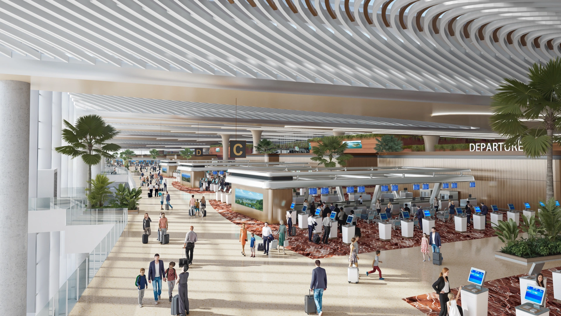 Phối cảnh ga đi, nhà ga hành khách T2 sân bay Phú Quốc.