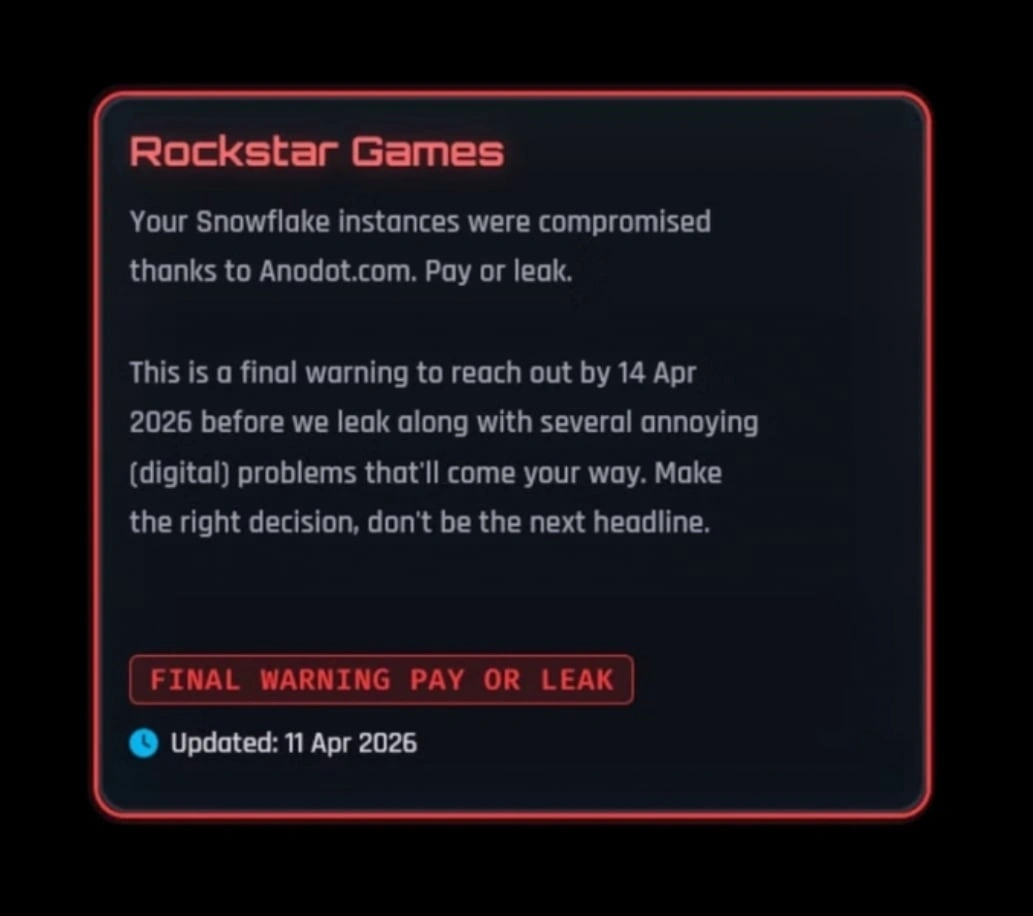 Thông báo của nhóm hacker về việc tấn công máy chủ Rockstar