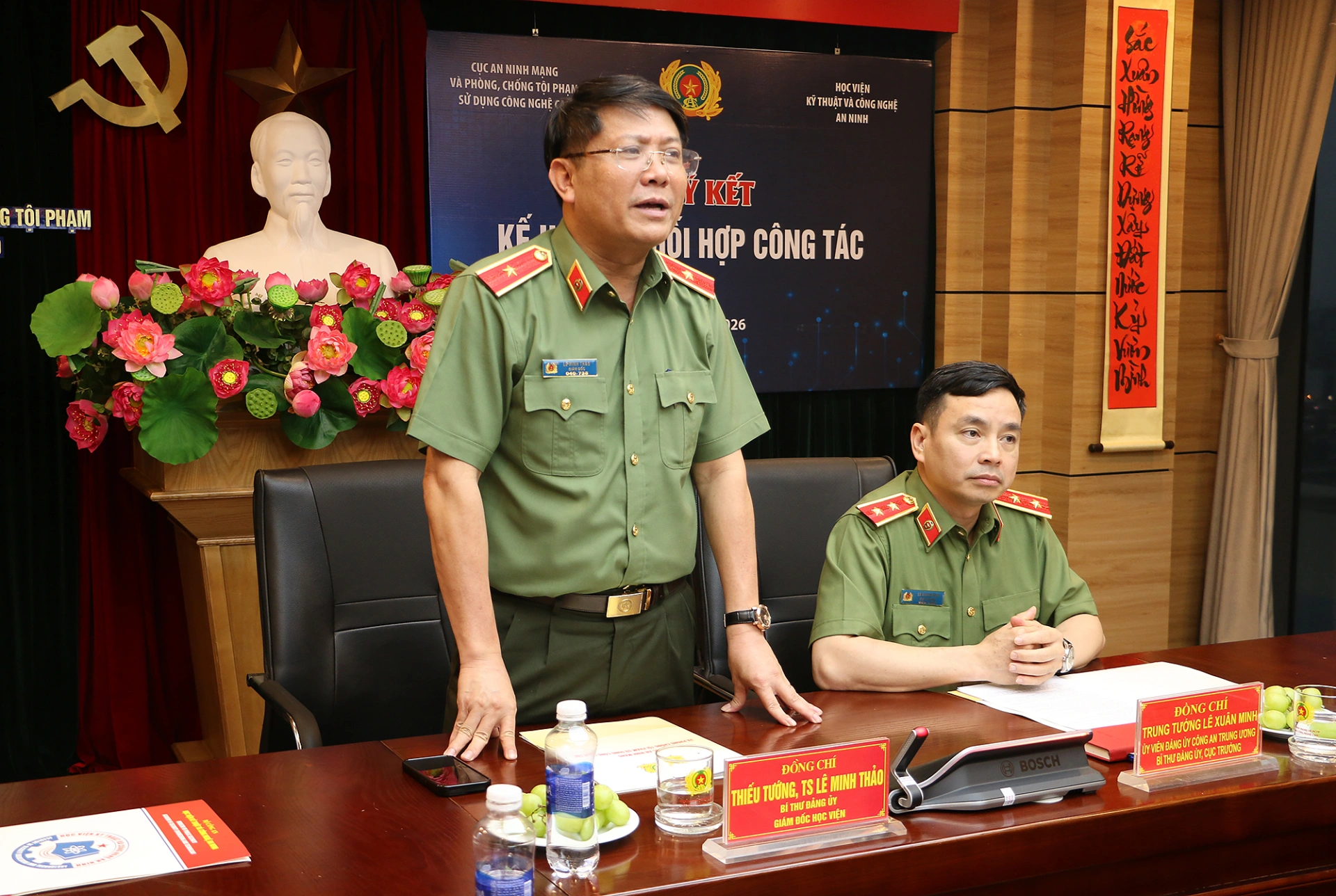 Thiếu tướng Lê Minh Thảo, Giám đốc Học viện Kỹ thuật và Công nghệ An ninh (T07) phát biểu