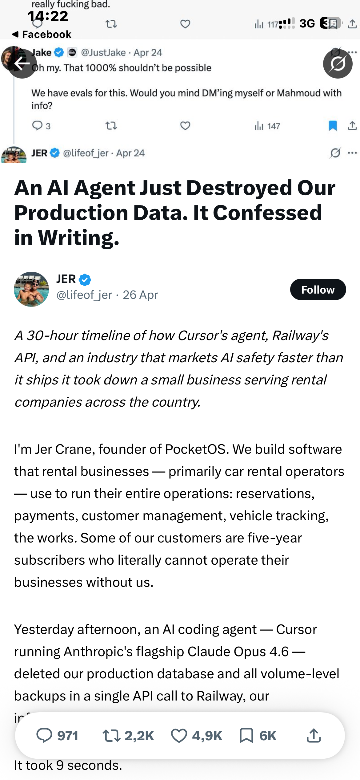 Bài đăng rreen nền tảng X của Jane Crane