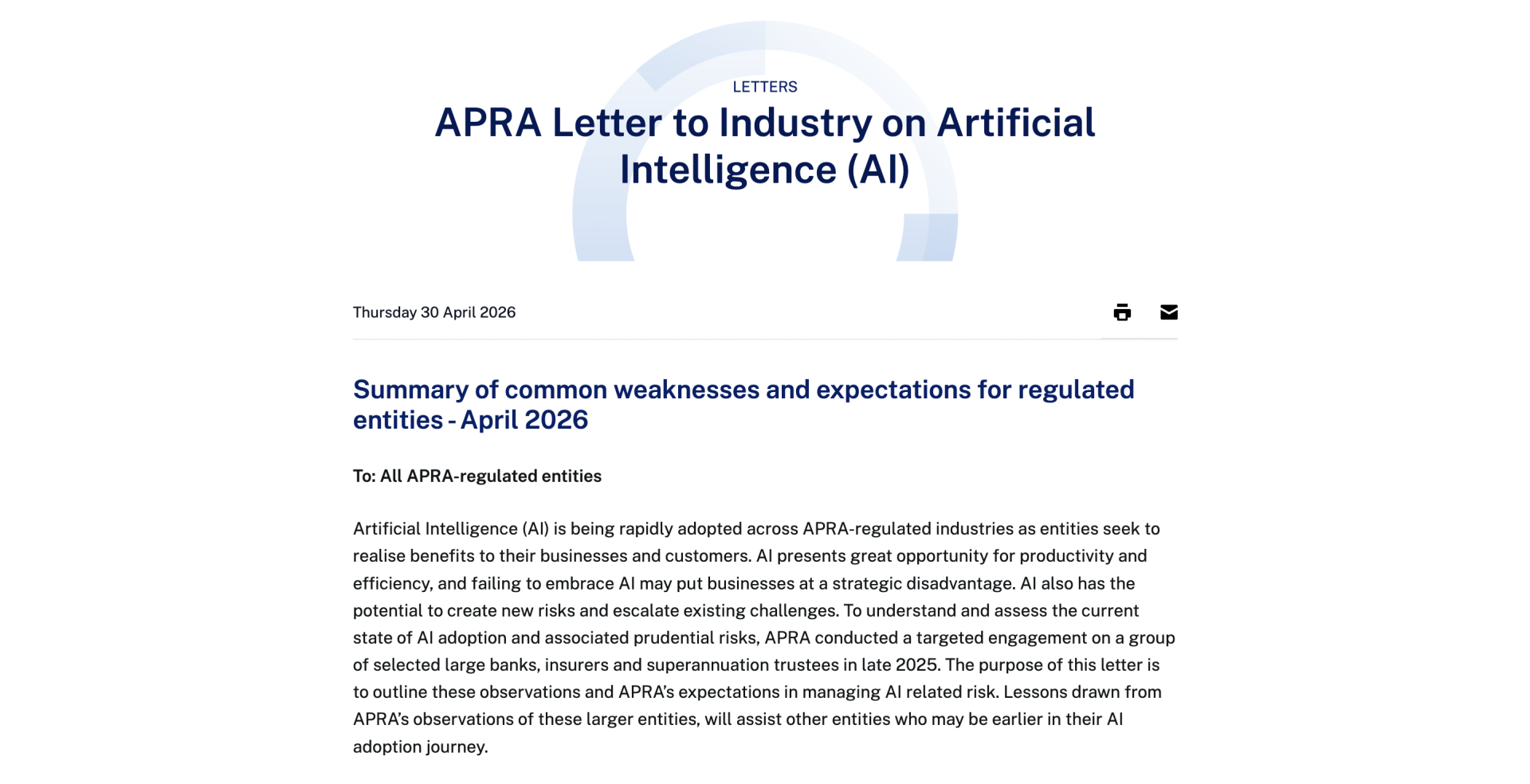 Bức thư APRA cảnh báo các tổ chức tài chính đang quá chú trọng vào việc triển khai AI mà bỏ quên các khung quản trị rủi ro tương xứng.