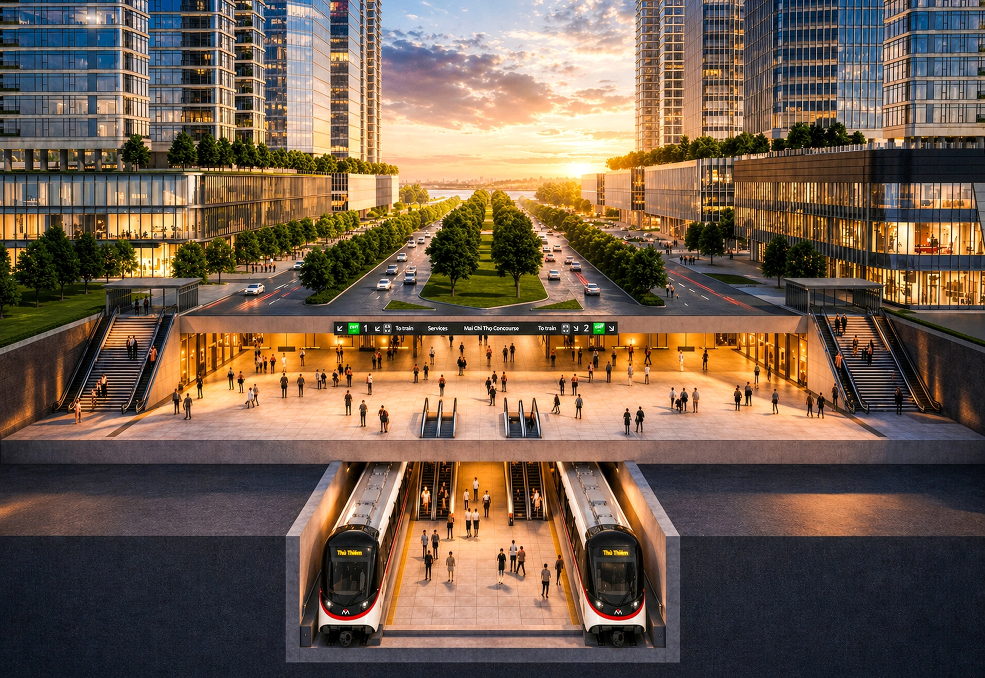 Phối cảnh tuyến Metro Bến Thành - Thủ Thiêm có tổng số vốn đầu tư hơn 36.700 tỷ đồng