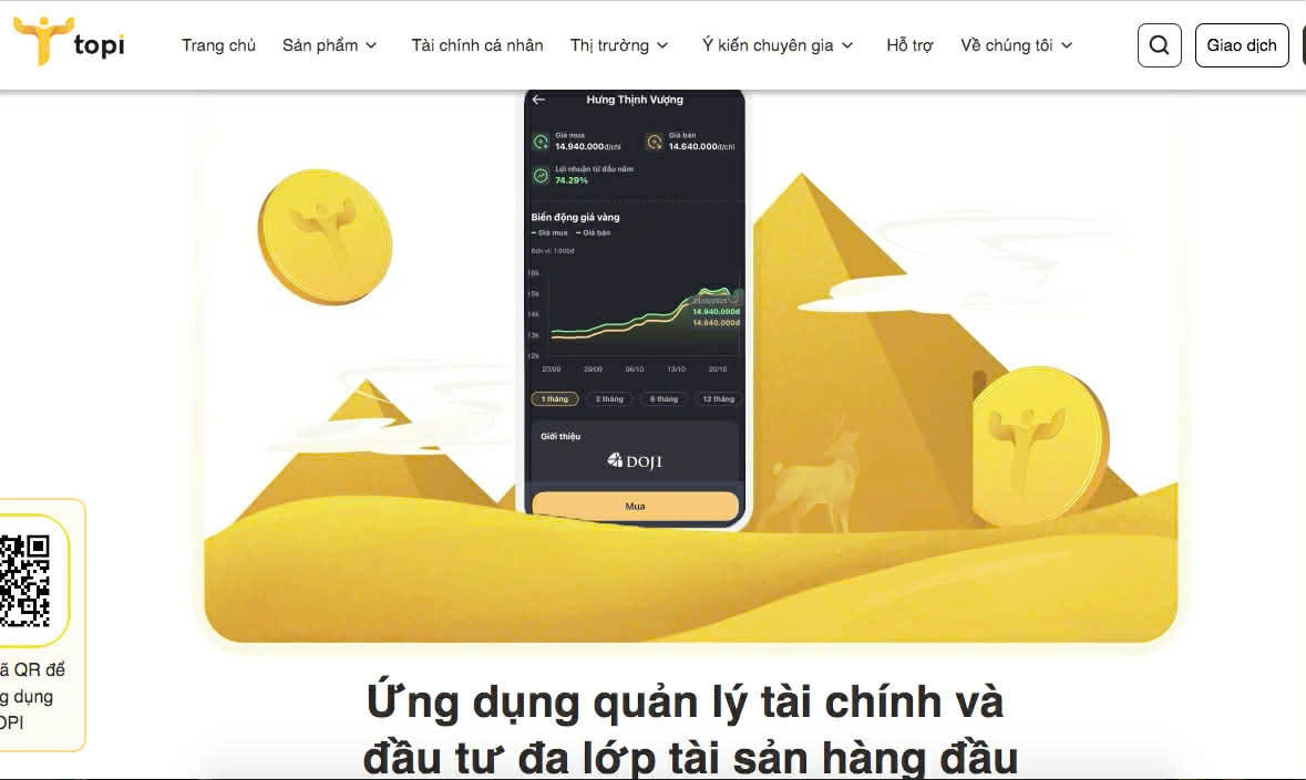 Ứng dụng tích luỹ đầu tư Topi. Ảnh chụp màn hình.