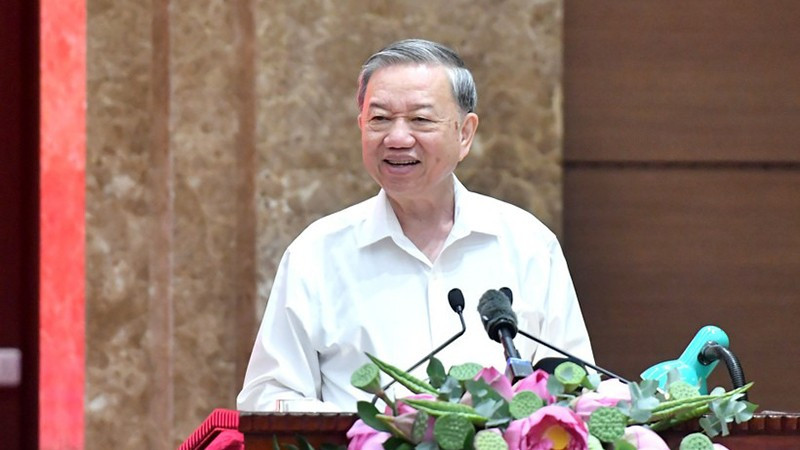 Tổng Bí thư Tô Lâm phát biểu chỉ đạo tại buổi làm việc với Ban Thường vụ Thành ủy Hà Nội. (Ảnh: Đăng Khoa)