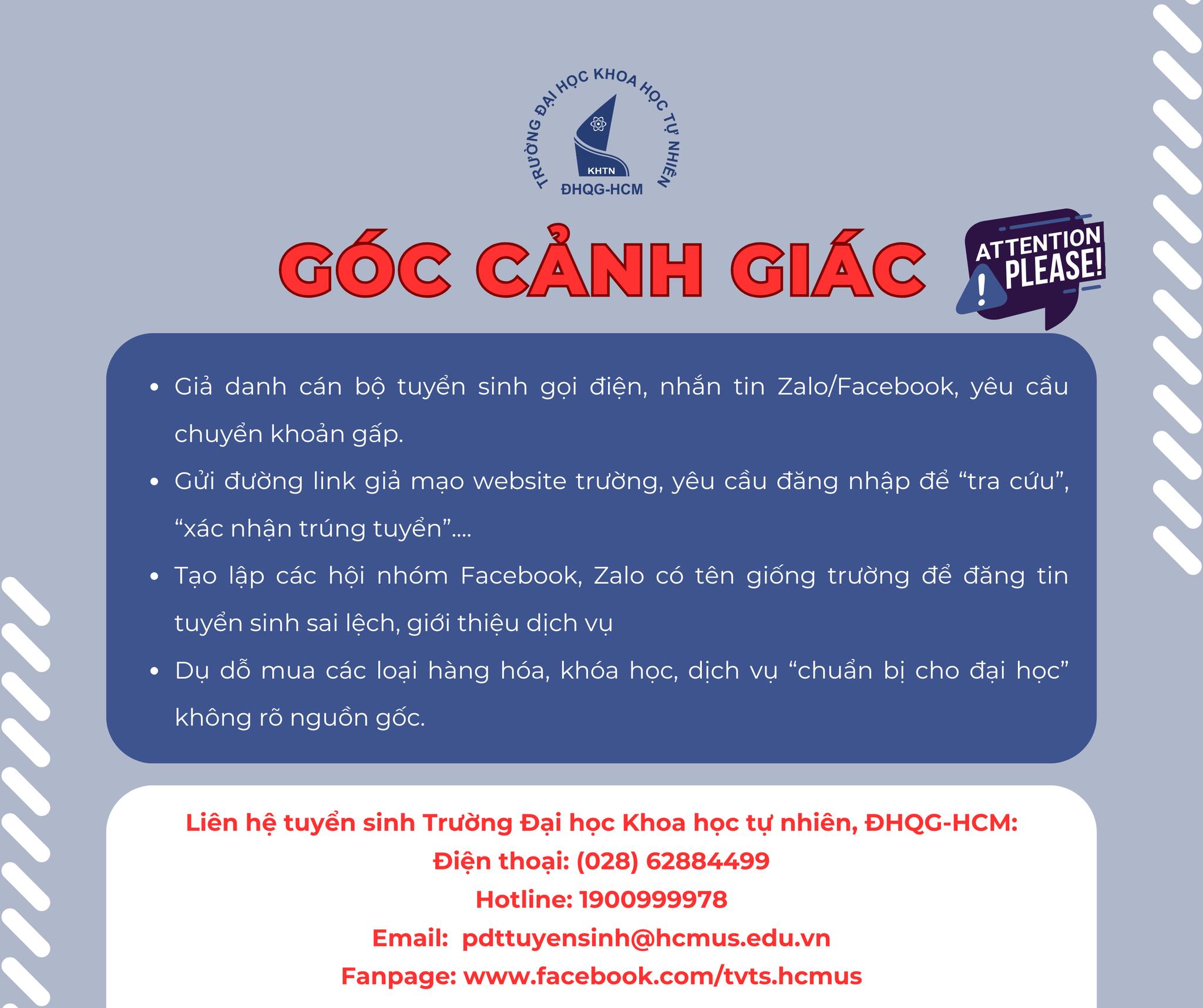 Trường Đại học Khoa học Tự nhiên - ĐHQG TP.HCM  phát đi cảnh báo