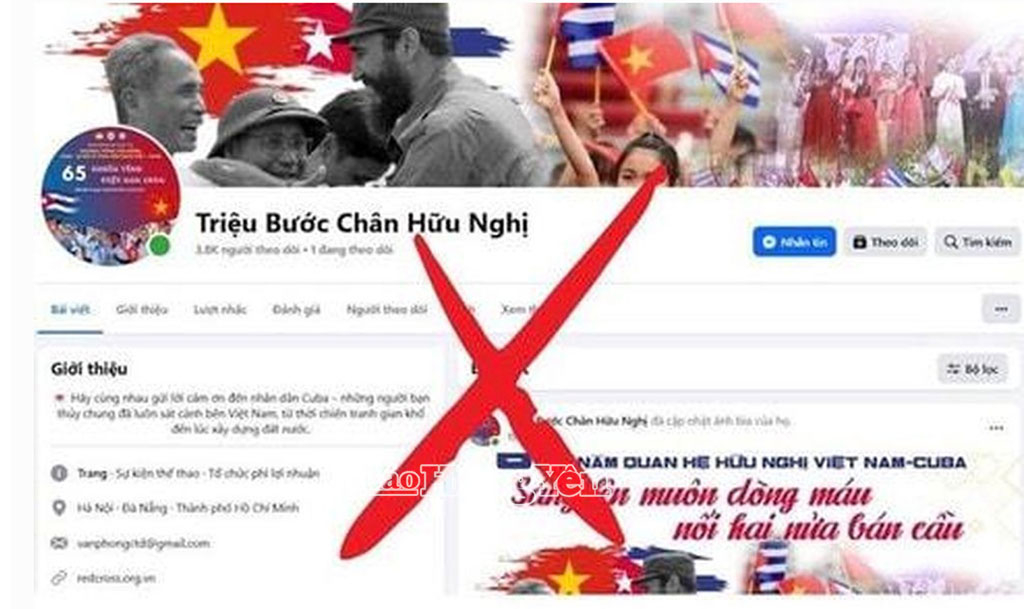Một trang Facebook giả mạo để vận động người dân ủng hộ Cuba.