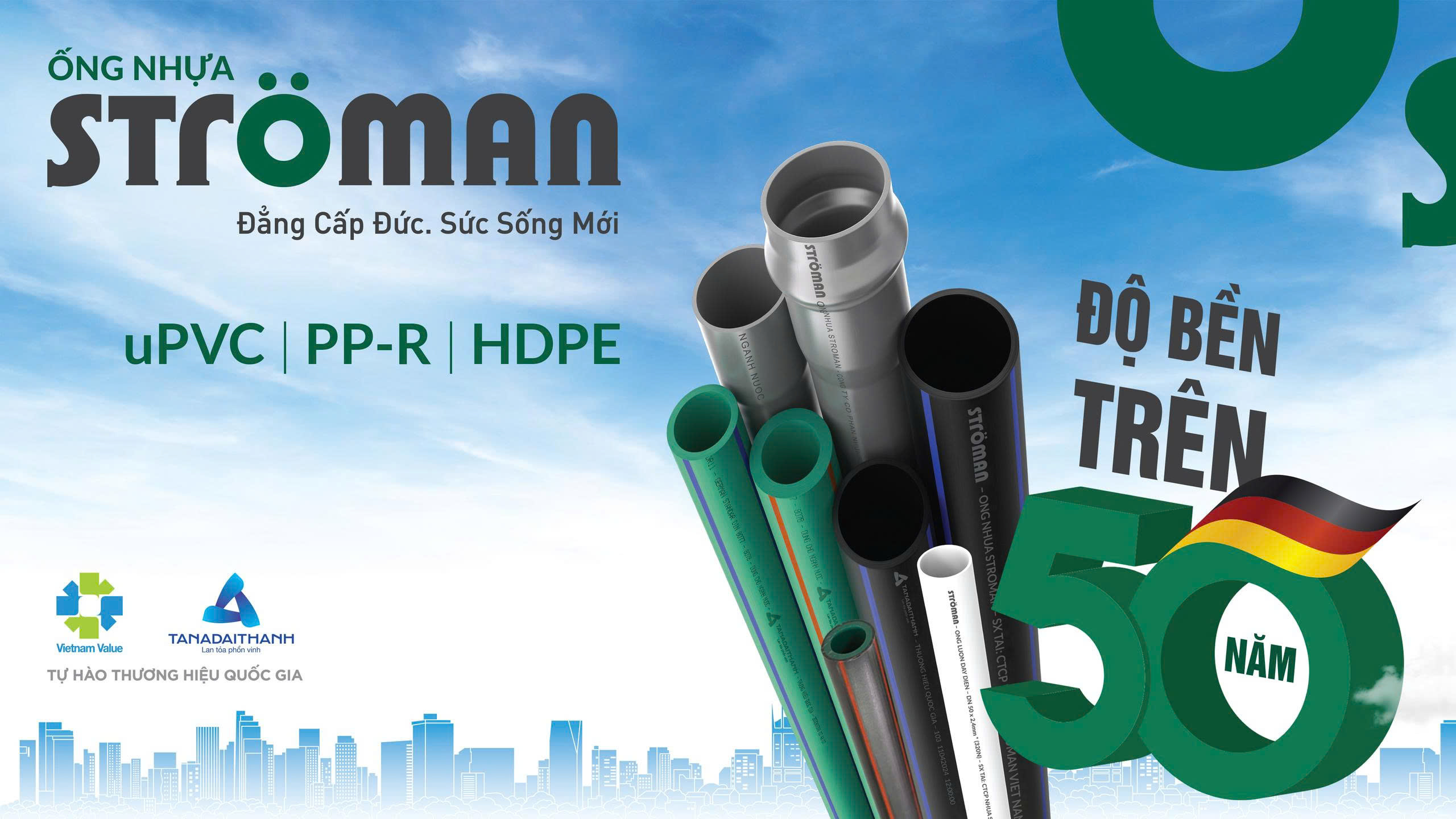 Ströman cung cấp đa dạng chủng loại sản phẩm ống nhựa và phụ kiện đồng bộ với độ bền lên đến hơn 50 năm