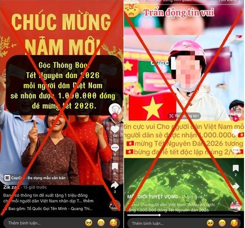 Cảnh giác với tin giả “Chính phủ tặng mỗi người dân 1 triệu đồng dịp Tết Nguyên đán”