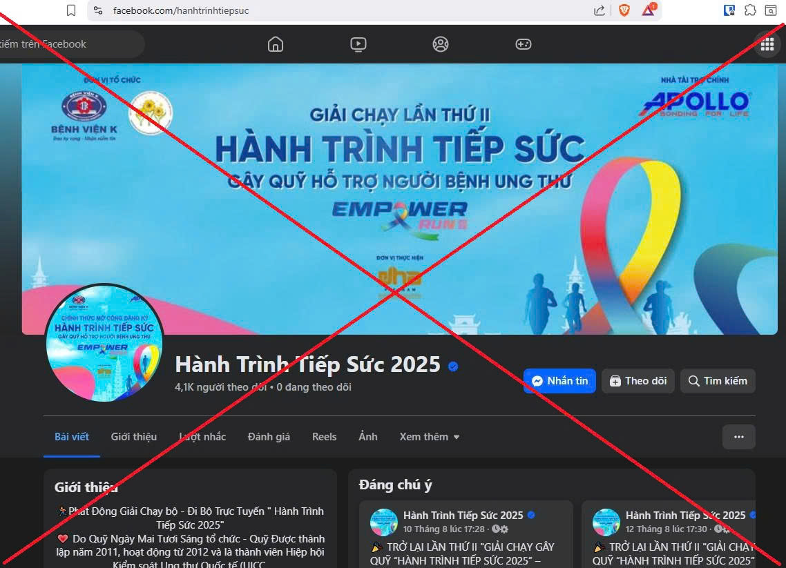 Trang faebook lừa đảo, có tích xanh