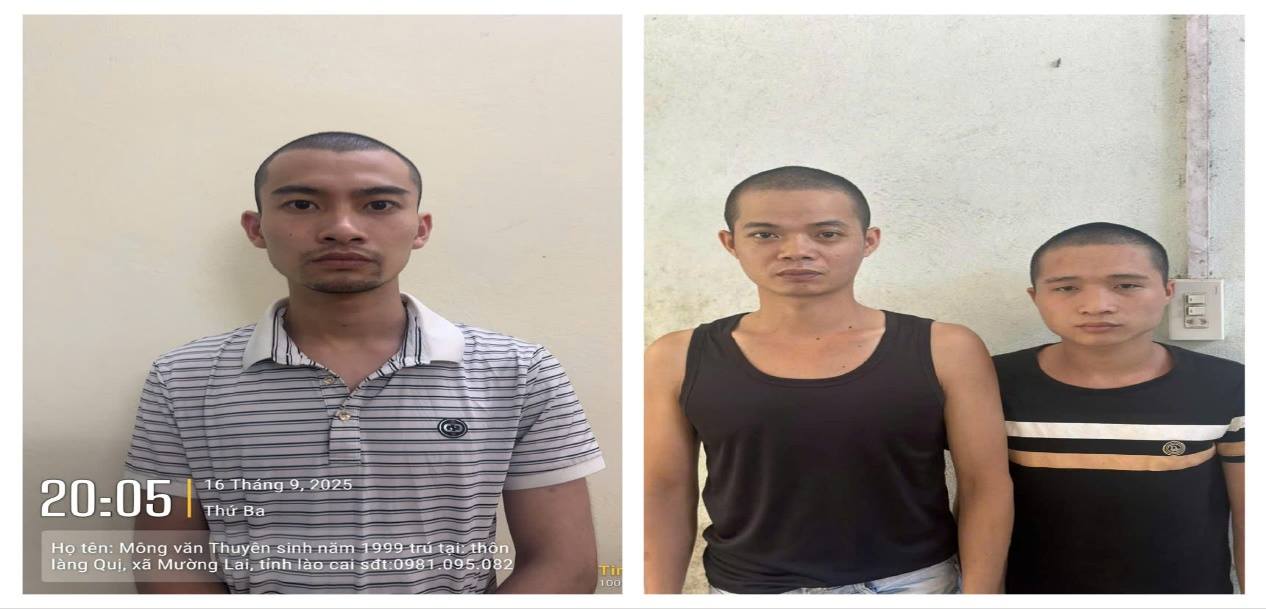 Các đối tượng (từ trái qua phải): Mông Văn Thuyên, Nông Ngọc Ánh, Hoàng Văn Khoan