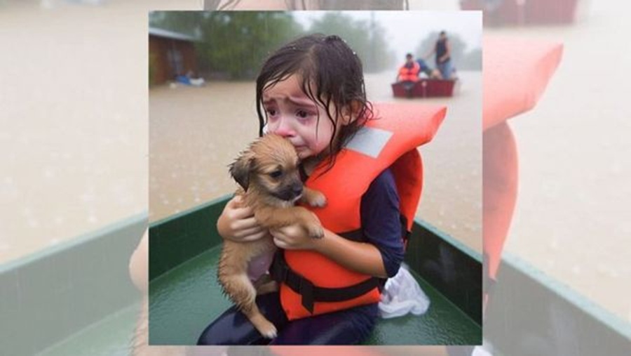 Hình ảnh được chia sẻ trên X này thực ra không phải xảy ra trong bão Helene vào tháng 9-2024 ở Mỹ - Ảnh: SNOPES