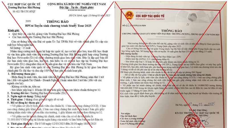 Các thông tin về học bổng làm giả chữ ký và con dấu nhằm lừa đảo người học