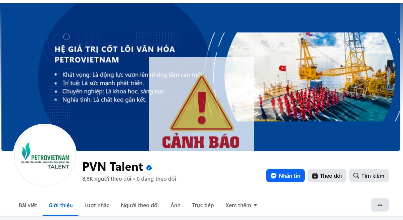 Một fanpage giả mạo thương hiệu Petrovietnam có tick xanh. Ảnh Petrotimes