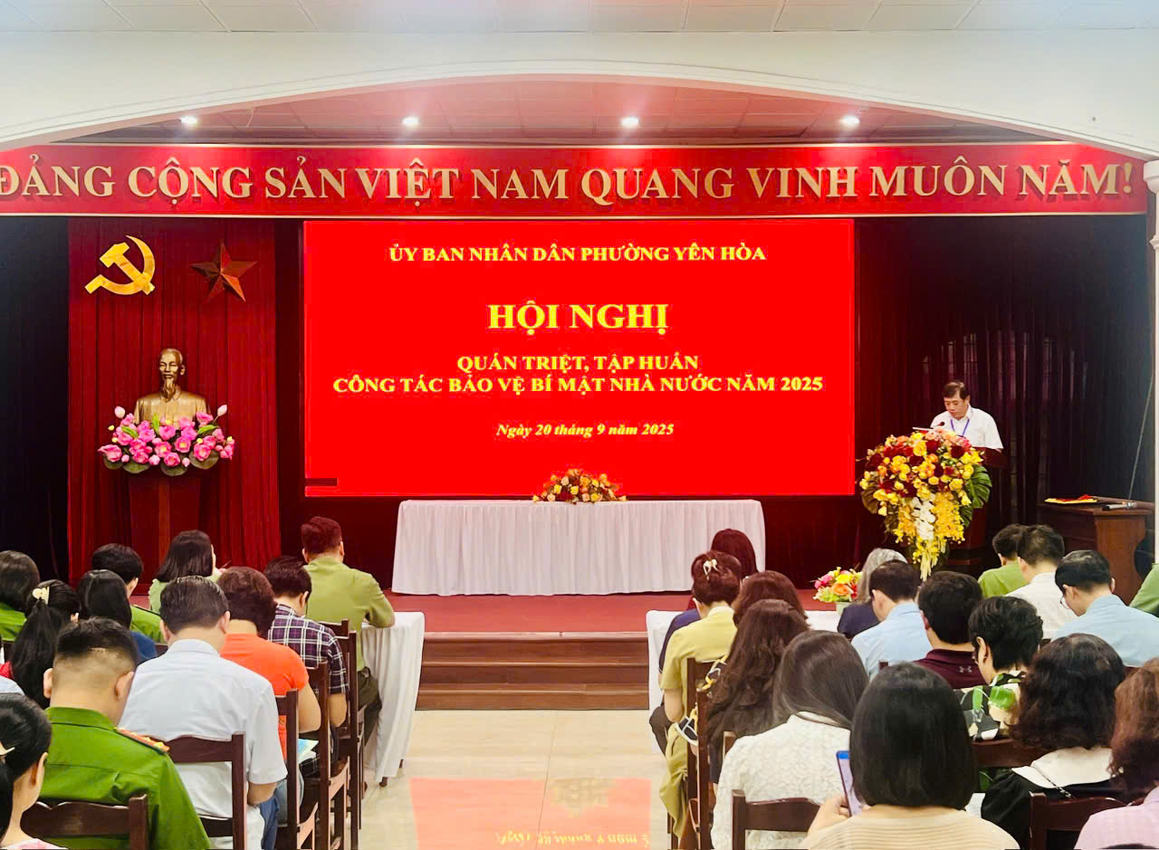 Hội nghị tập huấn Luật bảo vệ bí mật nhà nước tại phường Yên Hòa.