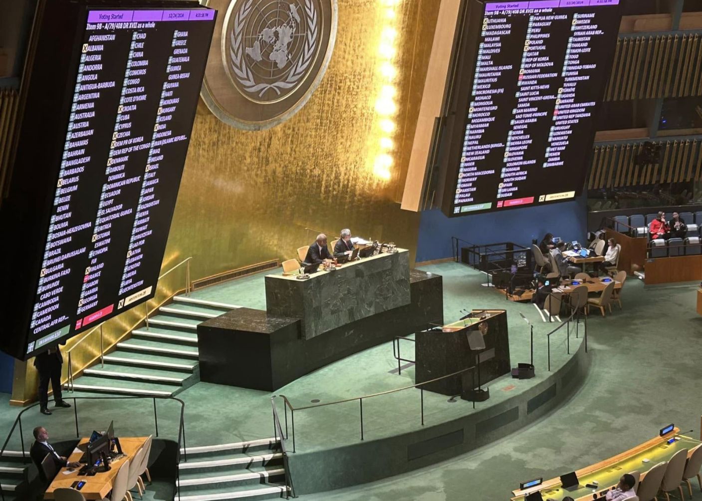 Đại diện Phái đoàn Việt Nam phát biểu tại sự kiện thông qua Công ước Hà Nội, chiều 24/12/2024 (giờ New York).