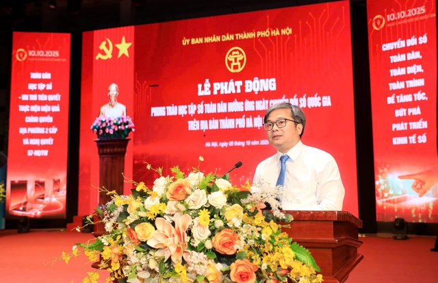 Ông Trương Việt Dũng, Phó Chủ tịch UBND TP Hà Nội, phát biểu tại lễ phát động. Ảnh: VGP/Minh Anh.