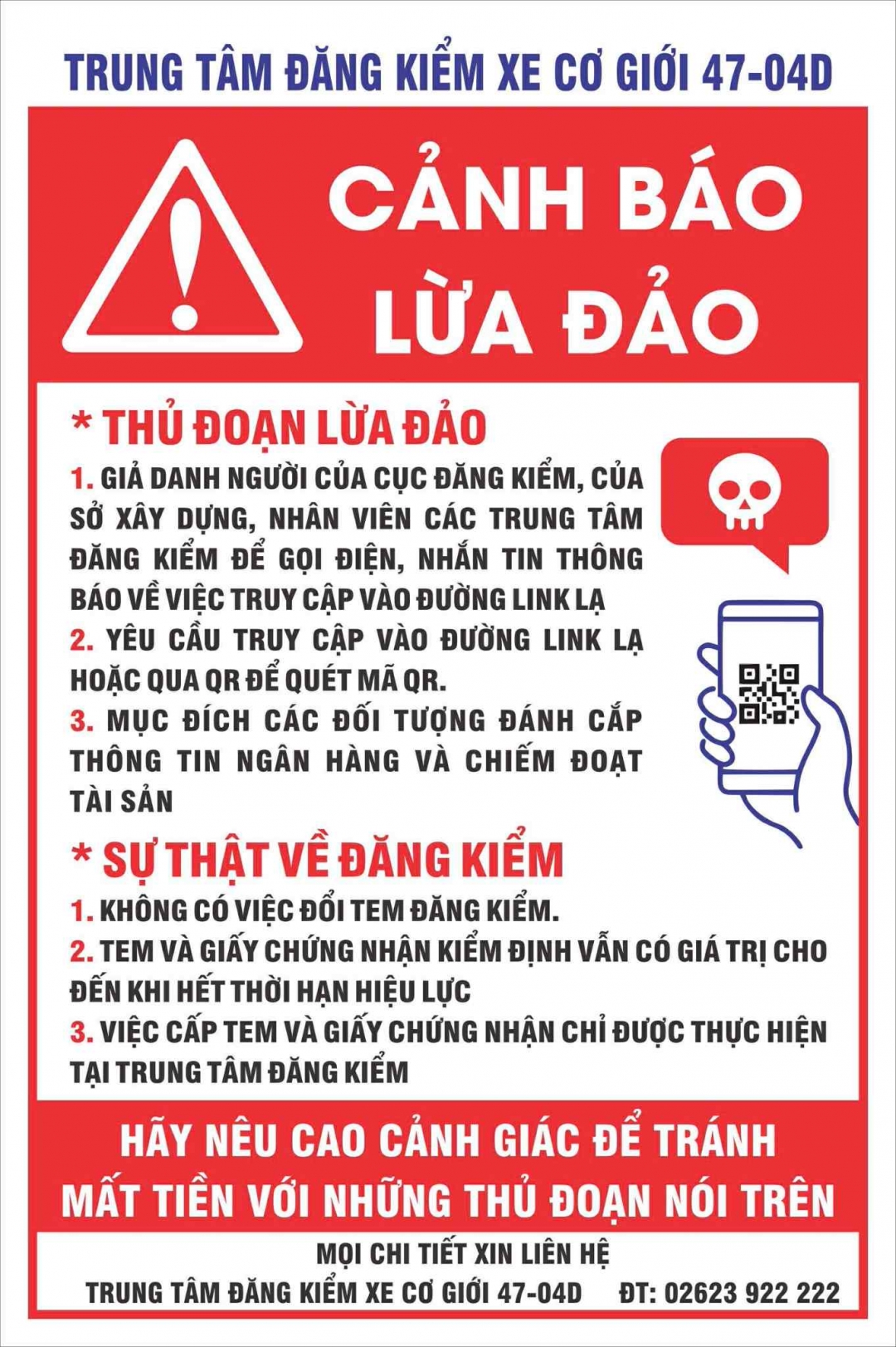 Trung tâm Đăng kiểm xe cơ giới 47-04D khuyến cáo người dân không làm theo các hướng dẫn online.