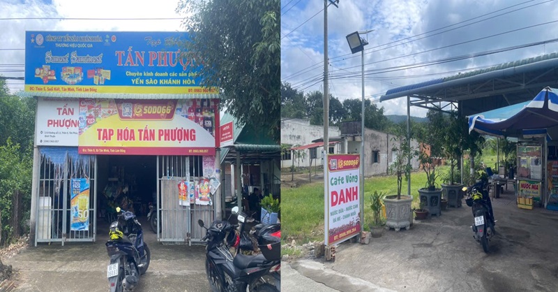 Một số biển hiệu có kèm quảng cáo cờ bạ. Ảnh Công an tỉnh Lâm Đồng