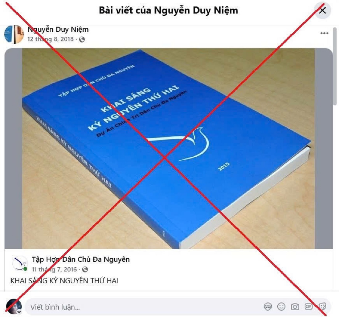 Bài viết của Nguyễn Duy Niệm trên mạng xã hội