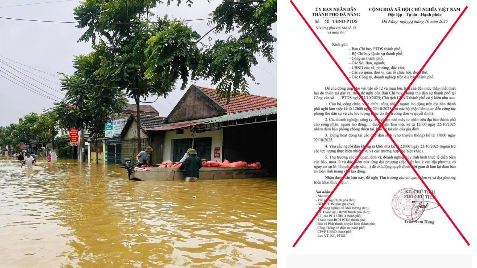 Đà Nẵng: Cảnh báo trước tin giả cho cán bộ, công chức nghỉ làm, dừng hoạt động chợ vì bão số 12