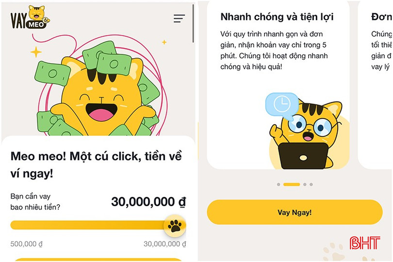 Các thủ đoạn mời chào vay tiền online trên website và mạng xã hội.Ảnh Báo Hà Tĩnh