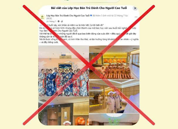 Trang fanpage và cá nhân mạo danh chương trình Mô Hình Lớp Học Bán Trú Dành Cho Người Cao Tuổi với mục đích lừa đảo, thu tiền sai quy định hoặc thu thập thông tin cá nhân trái phép.