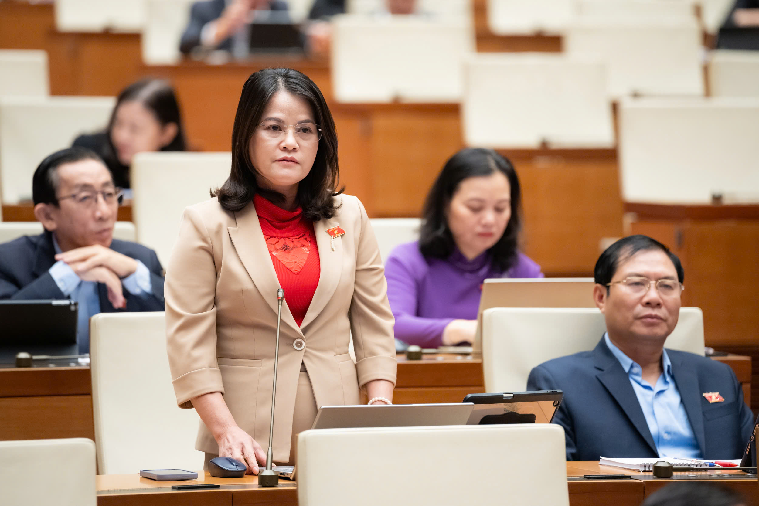 Đại biểu Nguyễn Hoàng Bảo Trân, đoàn ĐBQH Thành phố Hồ Chí Minh phát biểu.