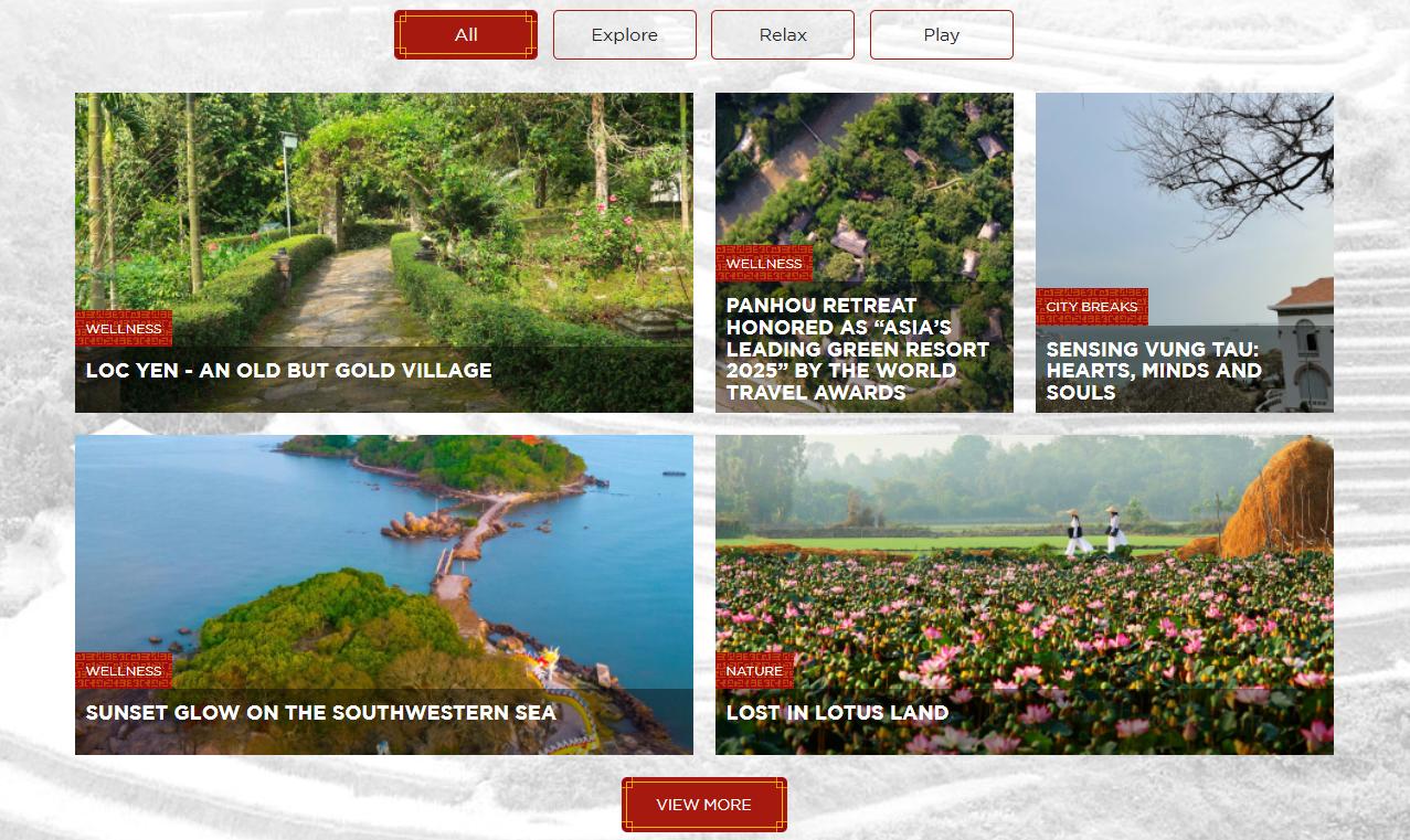 Website vietnam.travel của Cục Du lịch Quốc gia Việt Nam chuyên trách quảng bá du lịch Việt Nam ra nước ngoài