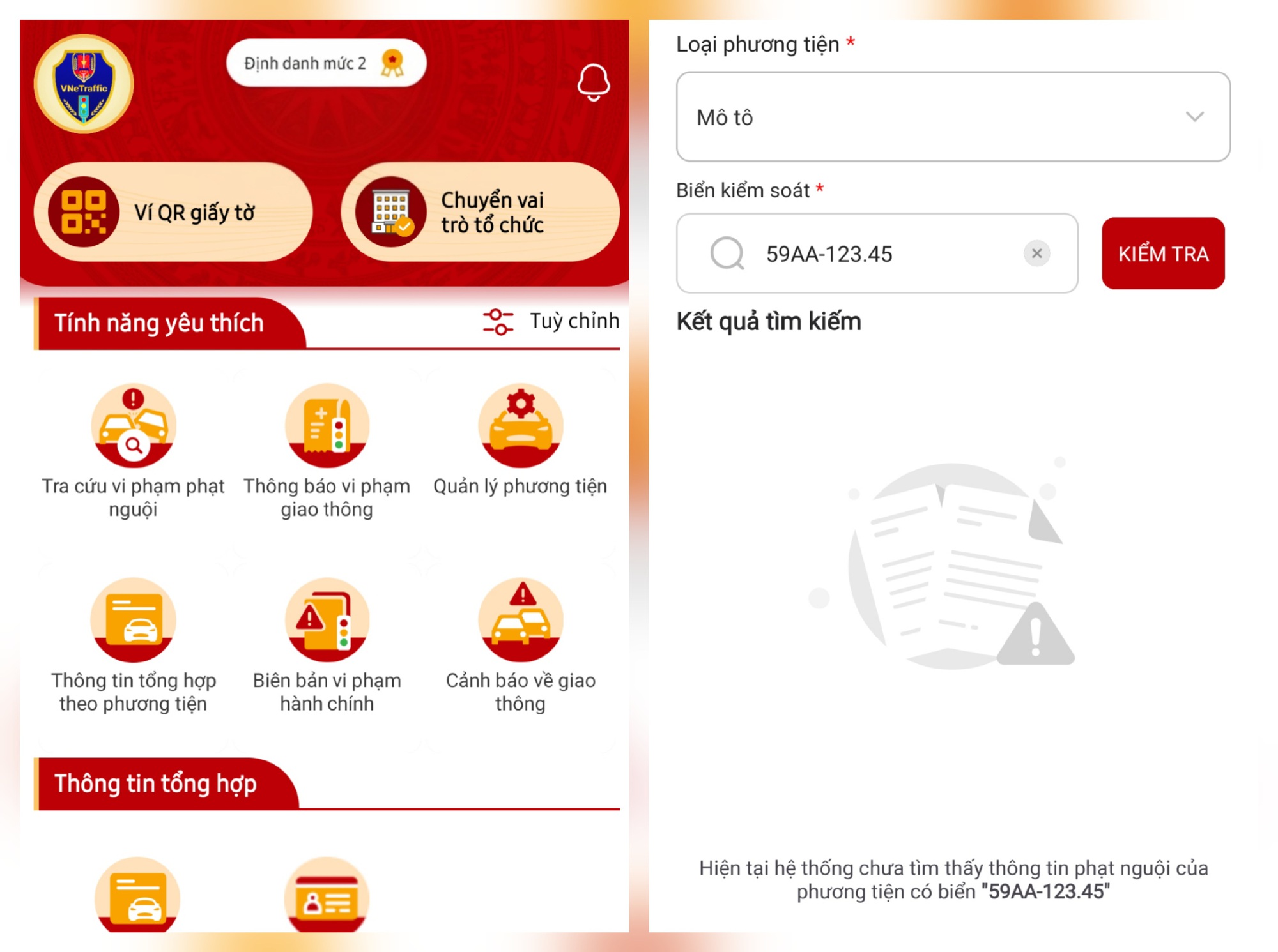 Người dân có thể tra cứu lỗi vi phạm trên hệ thống VNeTraffic