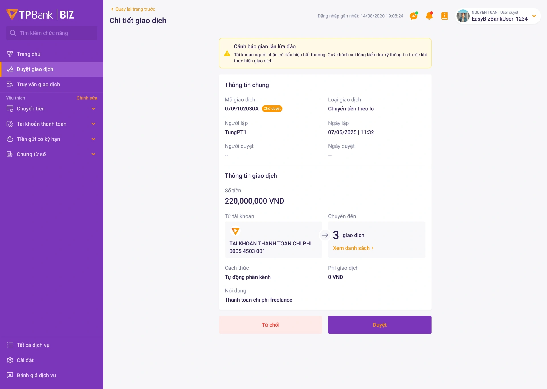 TPBank cảnh báo gian lận lừa đảo.