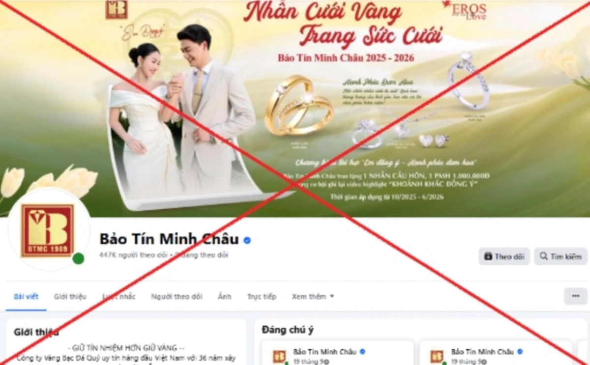 Trang facebook có tích xanh, giả mạo Bảo Tín Minh Châu. Ảnh: Công an Hà Nội