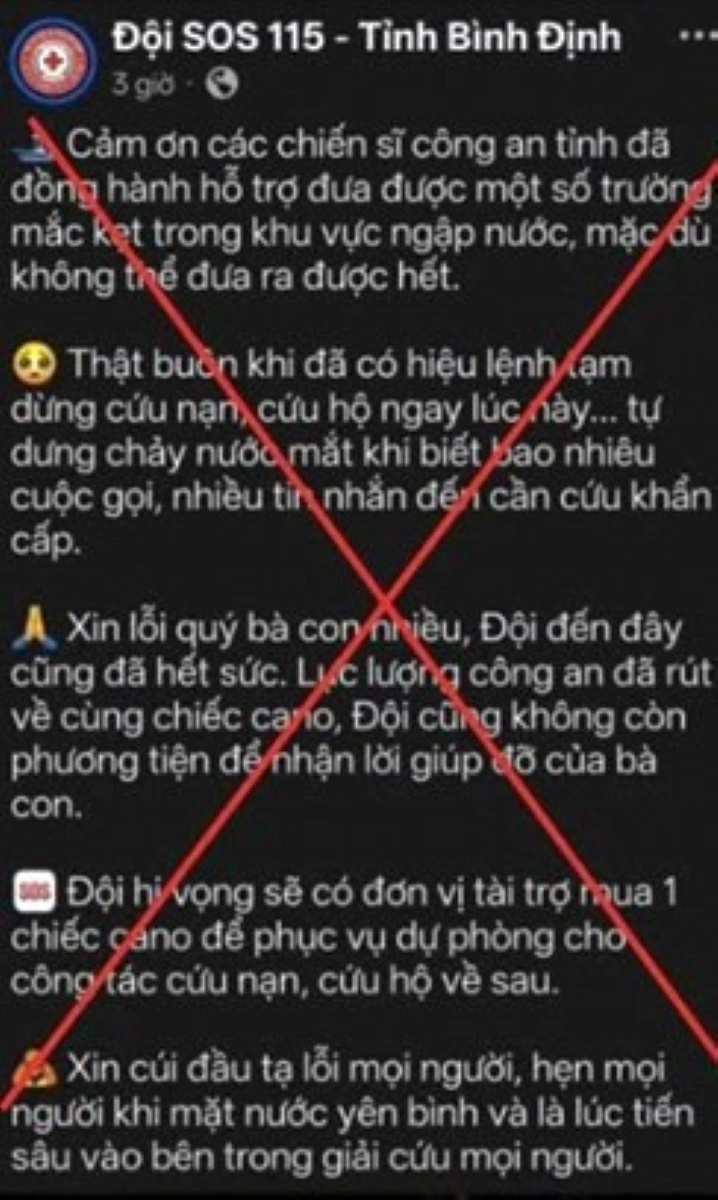 Thông tin sai sự thật anh Đ. đăng tải.