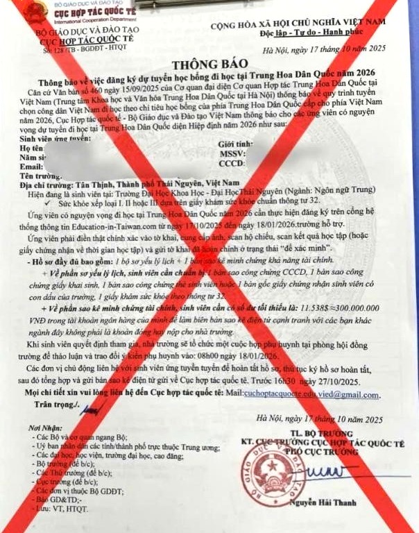 Tài liệu giả mạo. Ảnh: Công an xã Quốc Việt