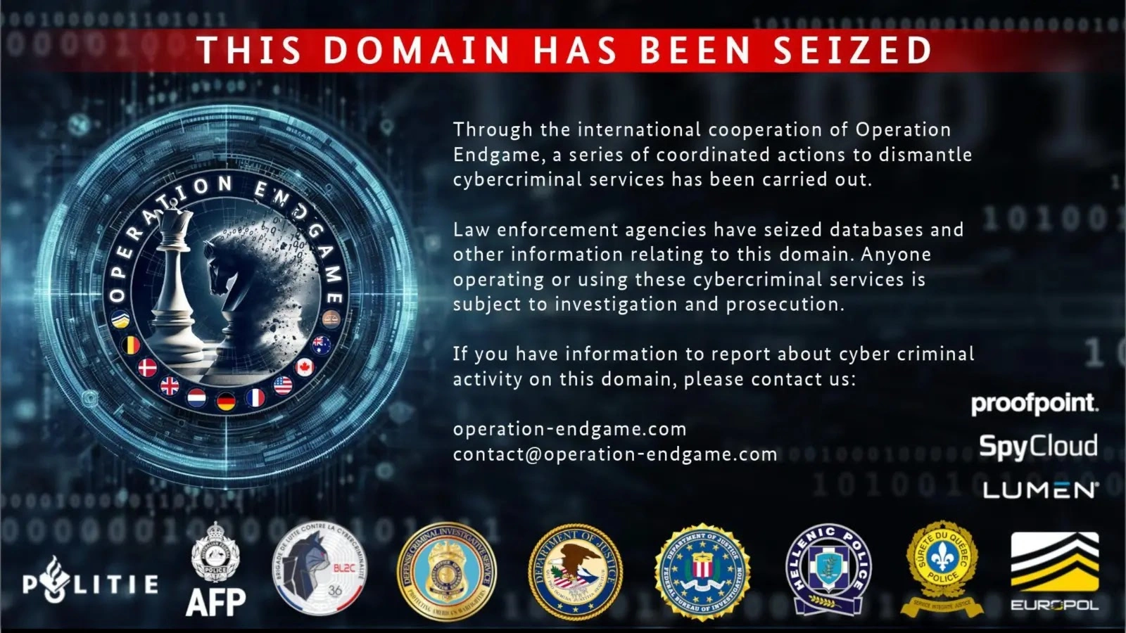 Giao diện cổng thông tin điện tử Operation Endgame 3.0. Ảnh Cyber Security News