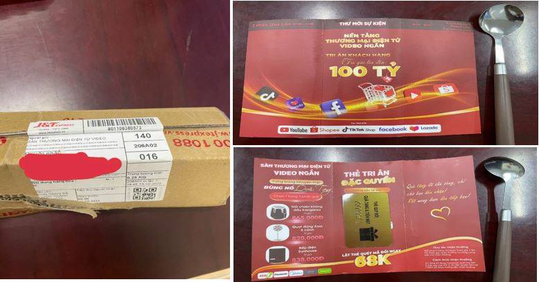 Món quà tri ân nhận miễn phí từ sàn thương mại điện tử video ngắn. Ảnh Công an Cao Bằng.