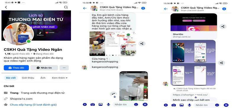 Tài khoản Facebook sau khi quét mã QR và được hướng dẫn làm nhiệm vụ nhận tiền, hướng dẫn cài đặt ứng dụng ShortGo. Ảnh Công an Cao Bằng.