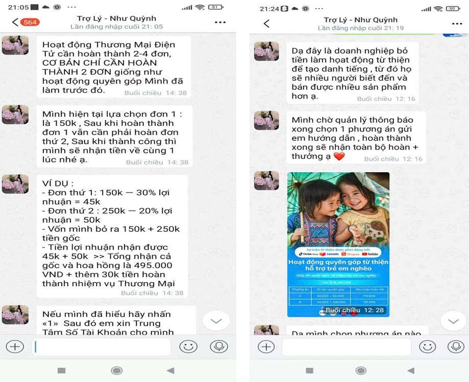 Trợ lý đưa ra nhiều gói đầu tư và ủng hộ trẻ em có hoàn cảnh khó khăn khi chuyển tiền đi hứa hẹn sẽ trả lại tiền gốc và hoa hồng. Ảnh Công an Cao Bằng.