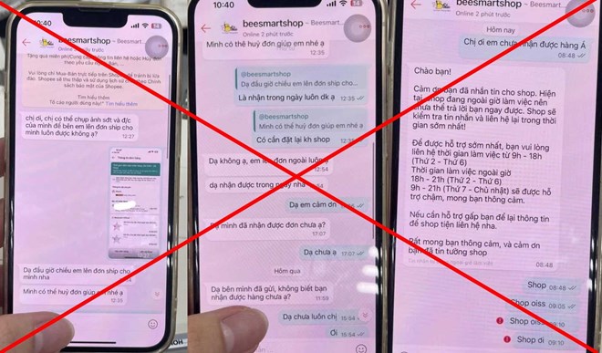Tin nhắn lừa đảo giả mạo Shopee. Ảnh do nạn nhân cung cấp.
