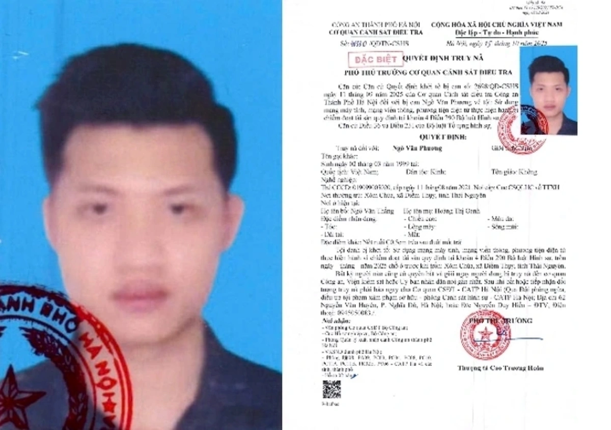 Đối tượng Ngô Văn Phương và quyết định truy nã