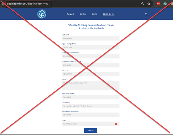 Phát hiện website giả mạo trang web chính thức của BHXH để thực hiện hành vi lừa đảo