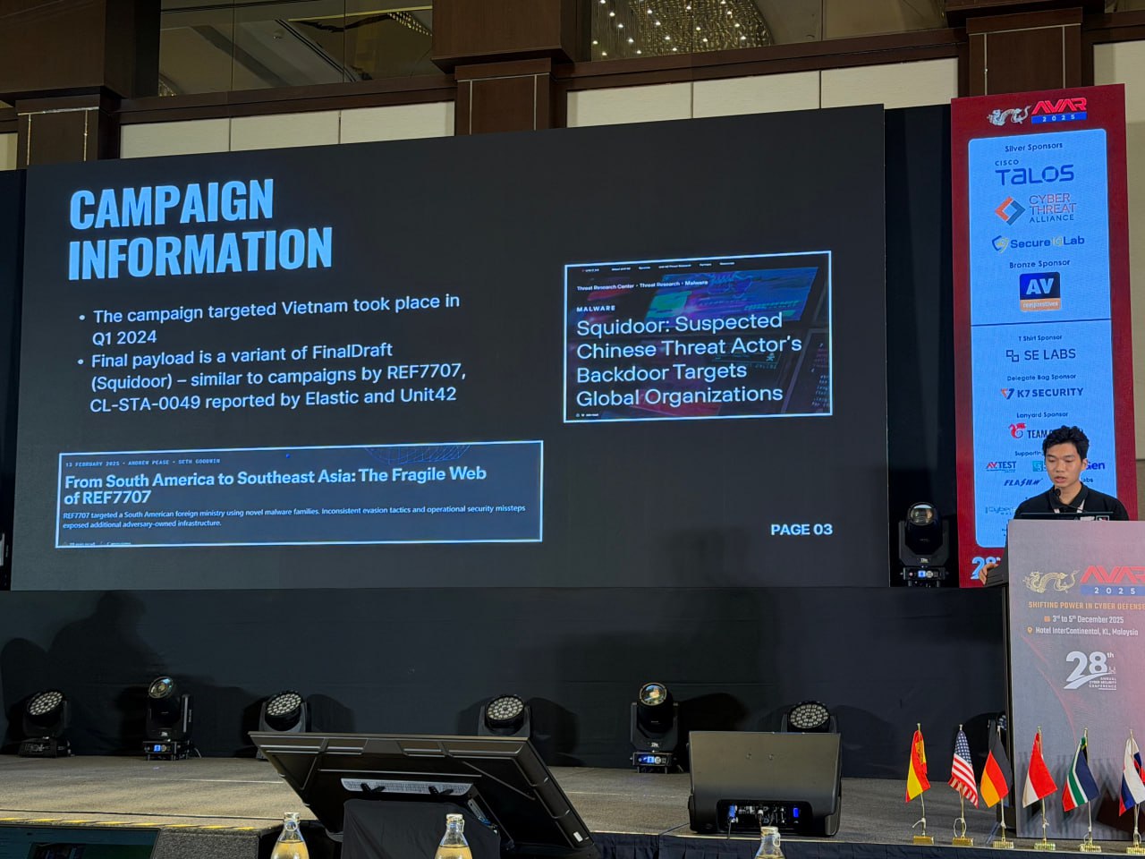 Trần Duy Nam trình bày bài nghiên cứu về chiến dịch gián điệp mạng nhắm vào các tổ chức tại Việt Nam.