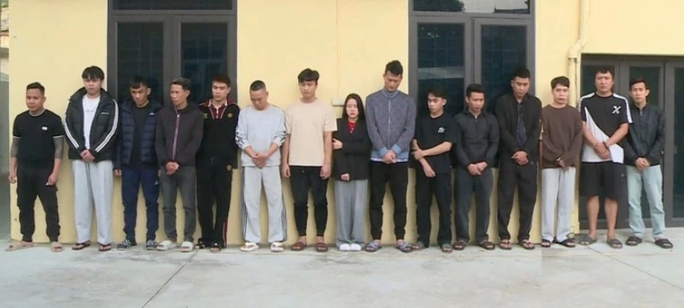 Nhóm đối tượng trong đường dây lừa đảo. Ảnh: Công an Thanh Hóa