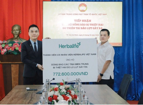 Herbalife Việt Nam nâng tổng số tiền đóng góp lên hơn 3,97 tỷ đồng đồng ủng hộ đồng bào bị thiệt hại do thiên tai bão lũ gây ra