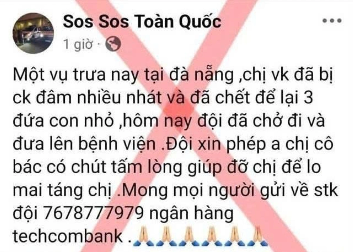 Thông tin sai sự thật, kêu gọi từ thiện trên mạng xã hội.