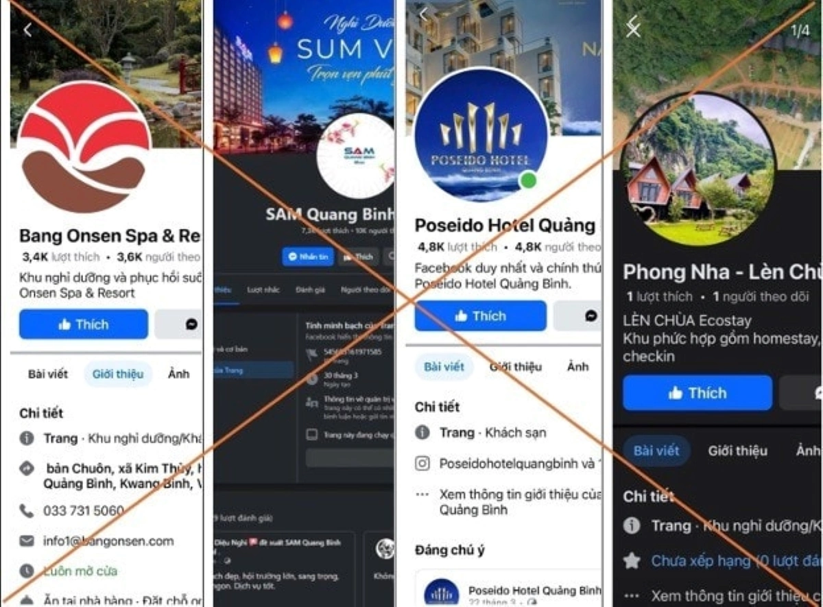 Cảnh báo các trang fanpage giả mạo cơ sở du lịch tại Quảng Bình