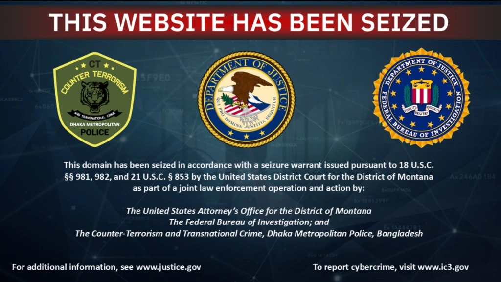 Tên miền chào bán giấy tờ giả mạo bị các cơ quan chức năng Mỹ thu giữ. Ảnh Cyber Press