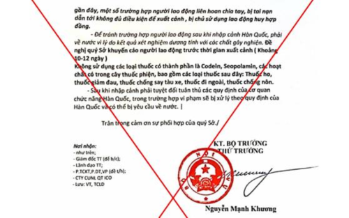 Giả mạo văn bản Bộ Nội vụ “điền danh sách xuất cảnh” để lừa tiền người lao động