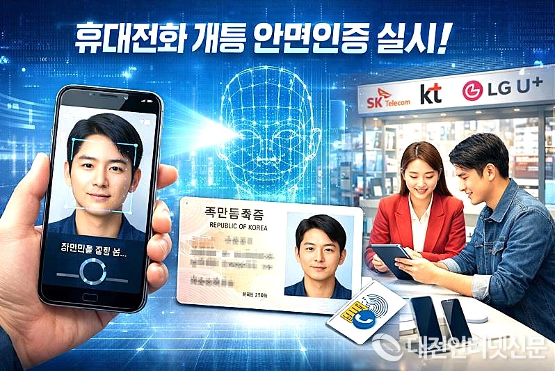 Xác thực khuôn mặt khi đăng ký thuê bao điện thoại di động. Ảnh Báo điện tử Jeju-Daejeon